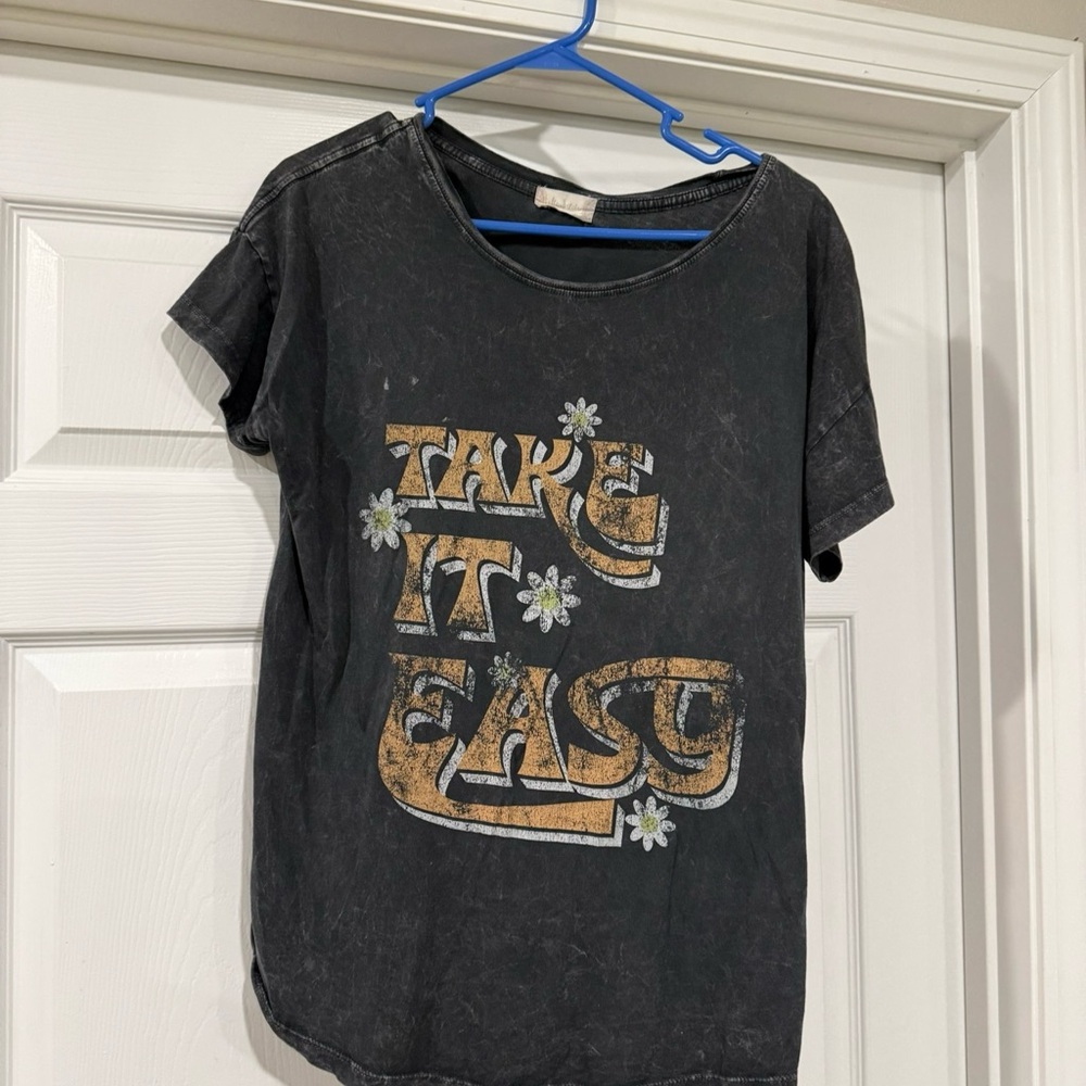 Altar'd State Black Tee with Gold and White Print